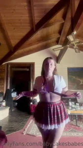 Watch me strip off my sch l girl outfit down to butt naked
