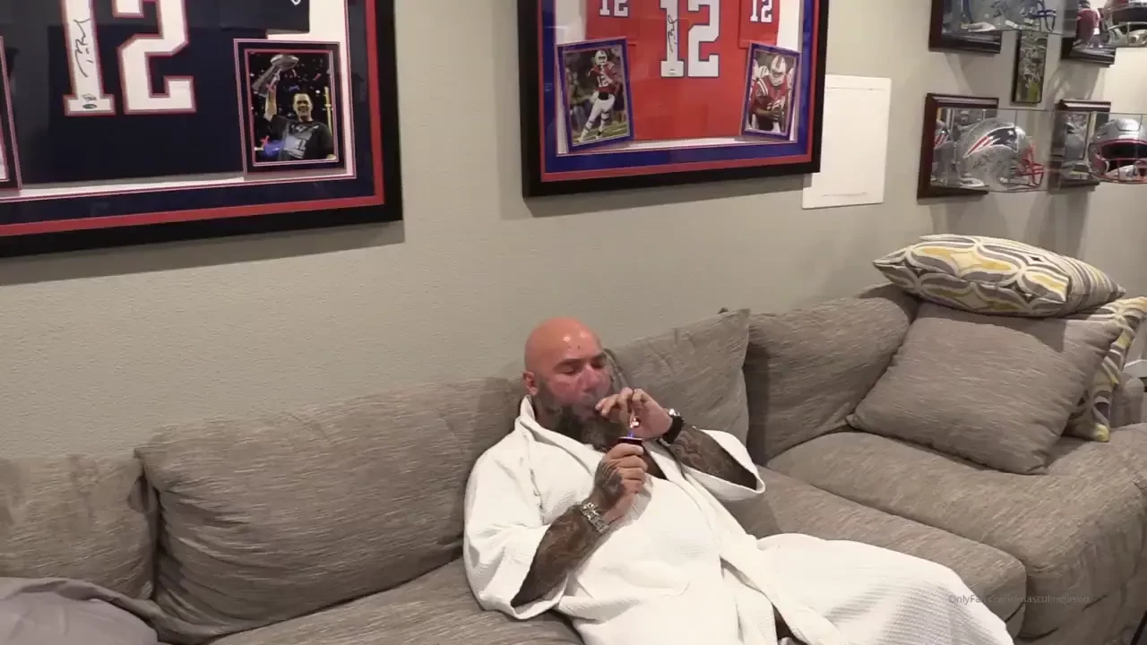 Bj while smoking a cigar in my robe with jim love 