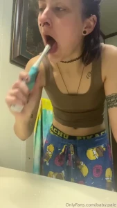 Good morning here s me gagging on my tooth brush