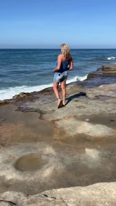 A walk along the coast line dodging people is always fun