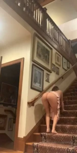 Getting myself started on the stairs spreading my ass and rubbing my