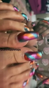 Rainbow metallic sherbet nails