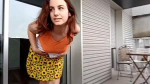 Showing you my bodyhair in the terrace while one of my flatmates is