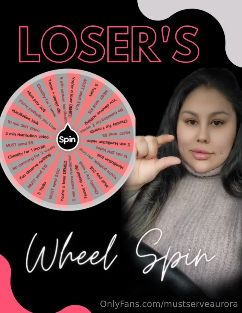 Loser wheel spin 5 - 1 spin 10 - 2 spin 12 - 3 spin 15 - 4 spin must 