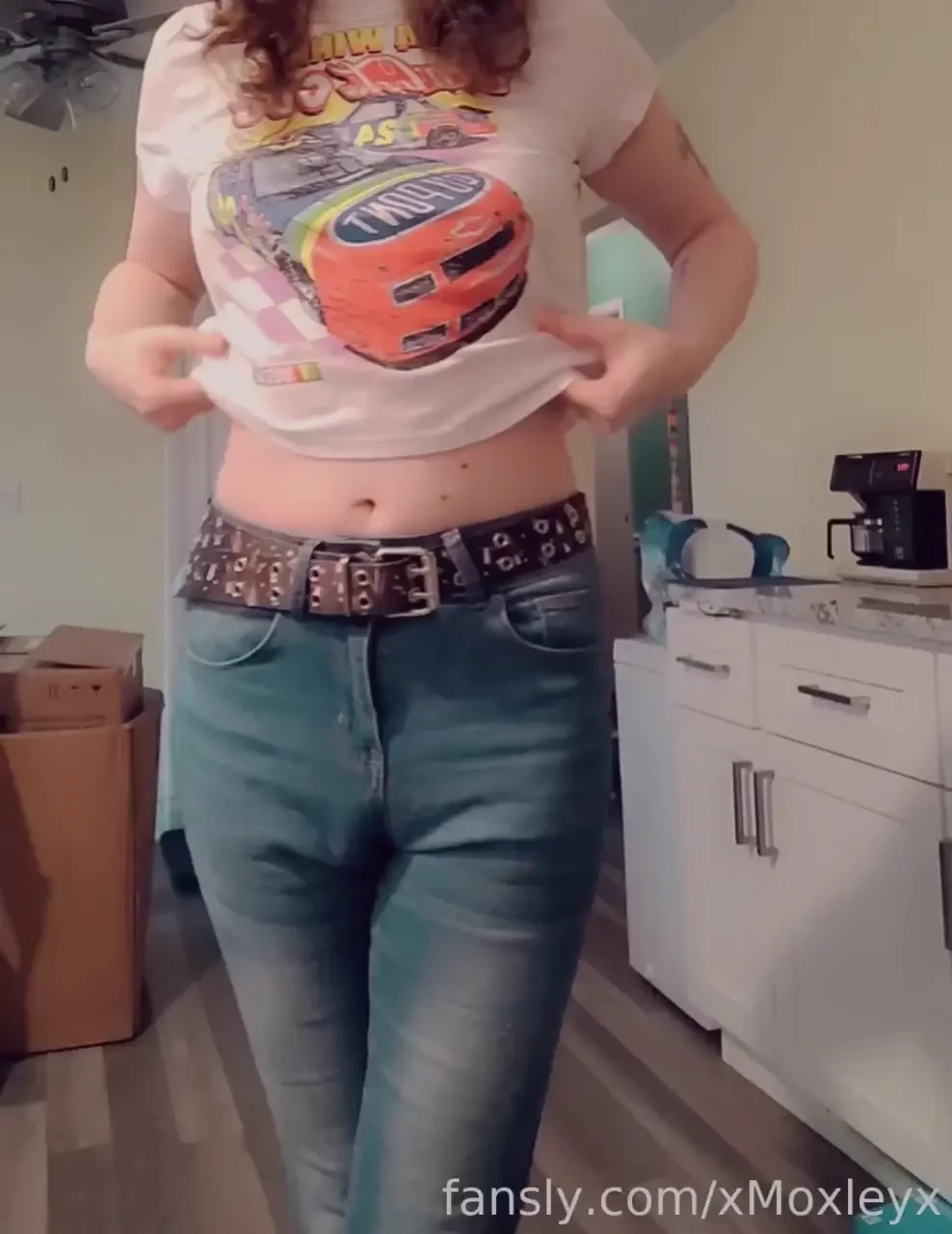 Flashing my cute little titties as soon as you walking into my kitchen 