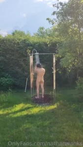 Enjoying a much needed cold shower on a hot and sunny day wanna join