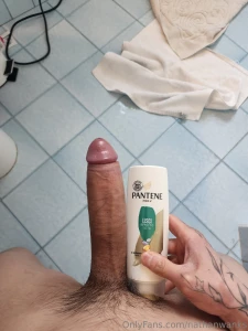 My big asian cock next to a conditioner bottle let me know what else i part 1