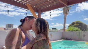 What started as a swim always somehow ends is us both being wet