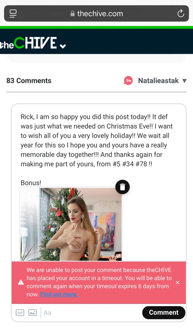 Thechive a place where i post and comment just about everyday has temp 
