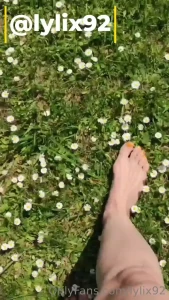 Barefoot walk in the grass feet fetish