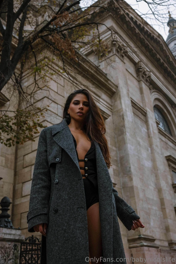 Never too cold for a sexy trench and a strappy little tease 