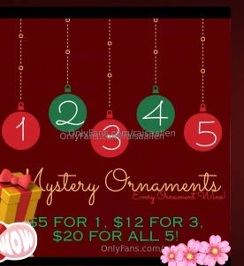 5 -1 ornament 12 -3 ornaments 20 all 5 ornaments