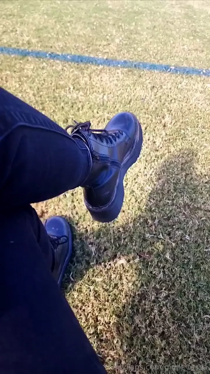 Enjoying a game at the park in my fav boots i love the ominous sounds 