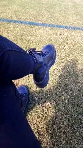 Enjoying a game at the park in my fav boots i love the ominous sounds