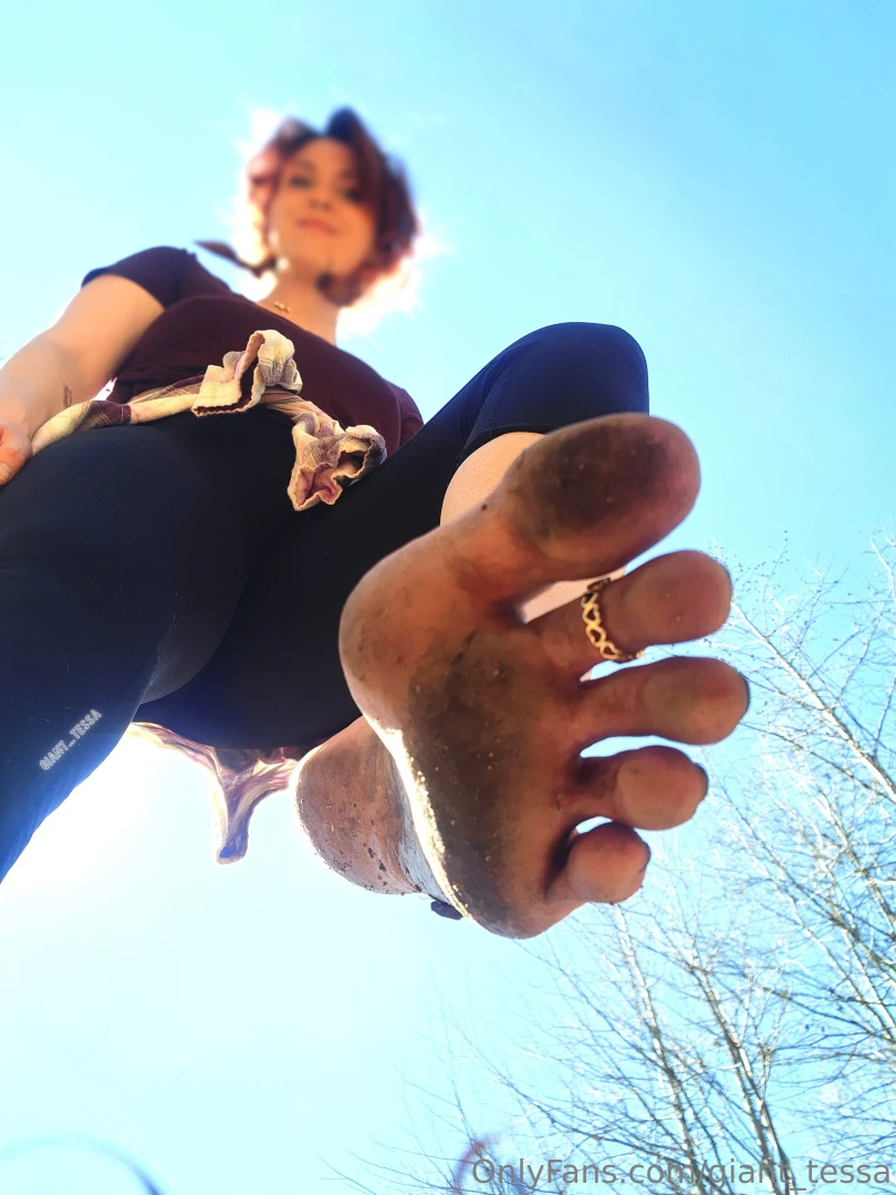 This giantess went on a barefoot nature walk and found you along the 