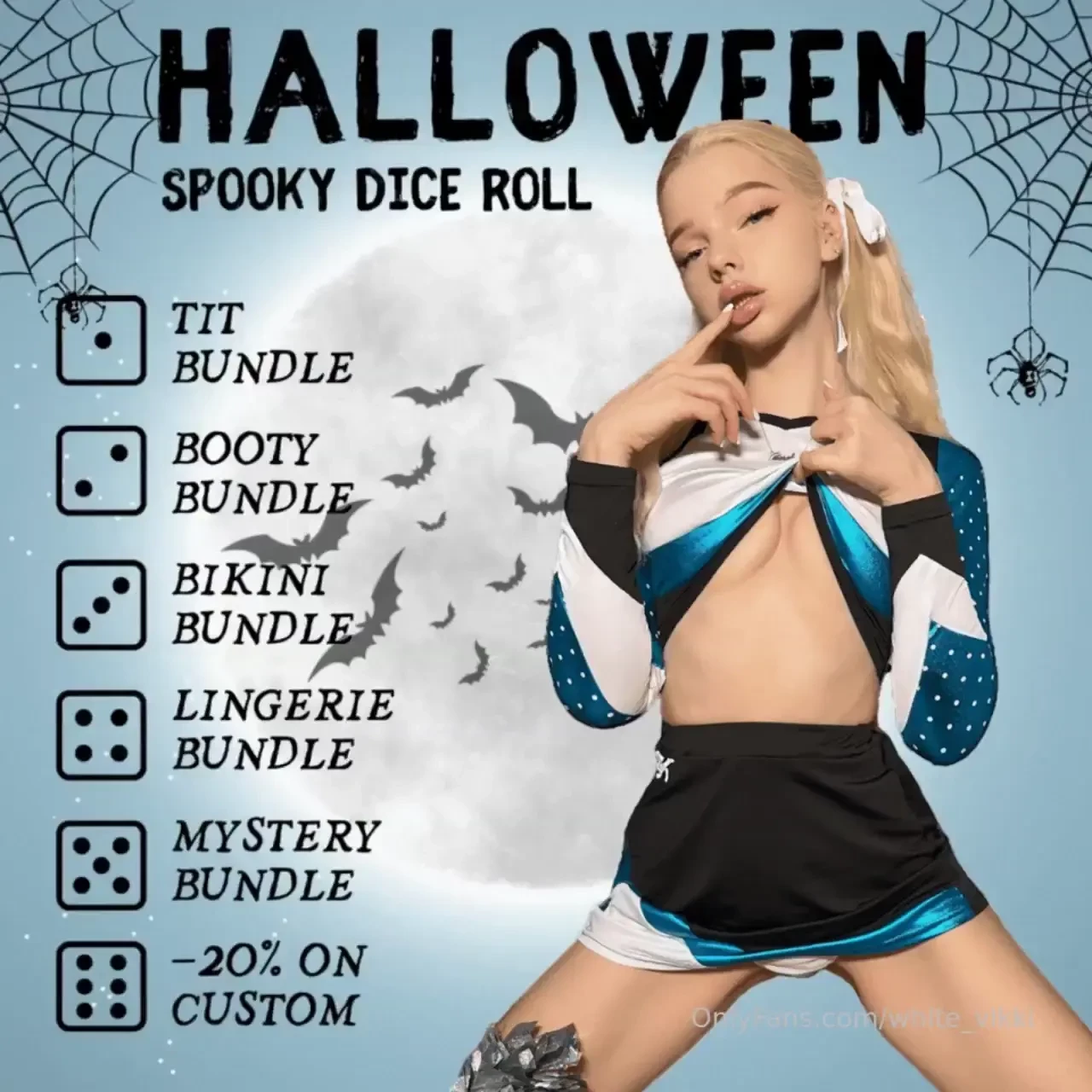Spooky dice roll a bold look a drop of risk and you open the door to a 