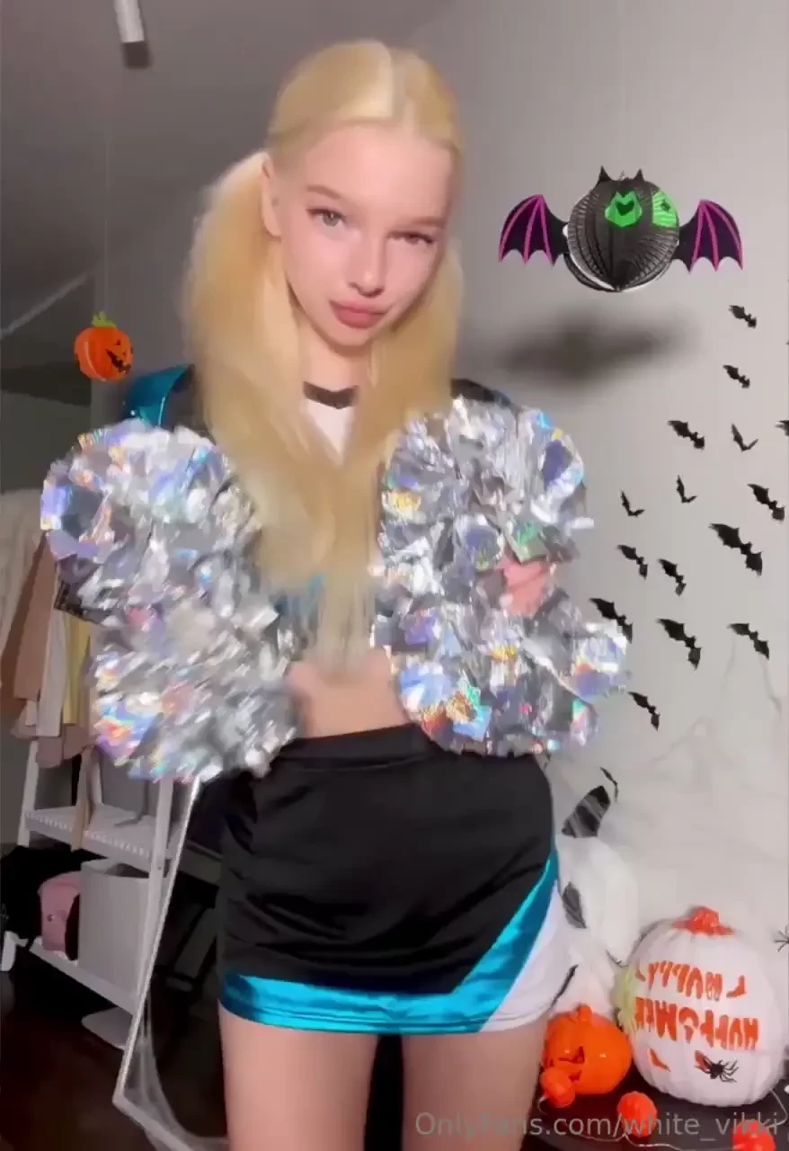 Do you like my halloween cheerleader look let s get this game started 