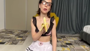I enjoy eating this banana tease lick banana glasses