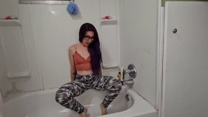 Wetting my leggings and preparing my panties for you with a side of