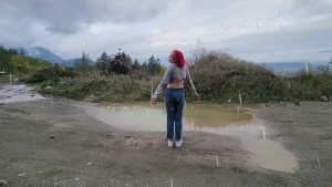 Caught in the rain wearing jeans and bare feet in sneakers i pee my