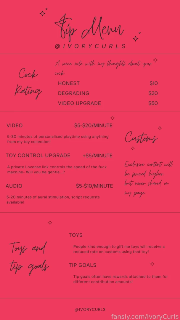 New tip and customs menu 