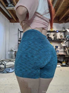 Little booty shorts in my messy workshop part 2