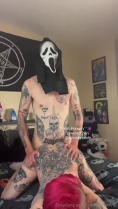 Love when ghost face fucks me in doggy and cums all over my ass