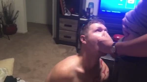 Getting my face caked by a buddy throwback cumshot