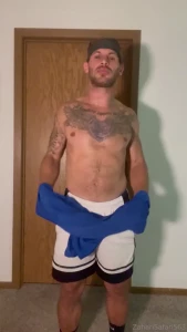 Stripped after a sweaty gym session