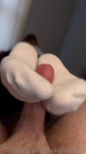Mismatched sockjob made him cum all over my socks after working all