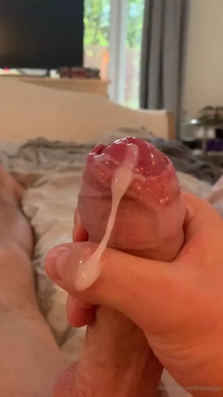 Up close and personal with my cock blowing a load who s coming to lick 