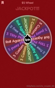 5 wheel is back spin the wheel to see what you get 5 2 spins 10 4