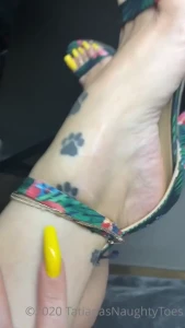 New 2020 11 18 yellow pedicure - tropical heels showing my tropical