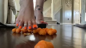 New 2020 08 23 neon orange pedicure - black mules crushing cheesy