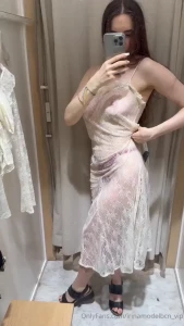 Trying on a transparent white dress what do you think