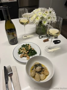 Girl dinner and puppy snuggles part 1