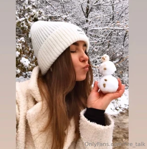 A little magic in your hands a little snowman is a symbol of a winter