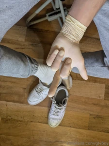 White socks white af1 white underwear and white latex gloves part 6