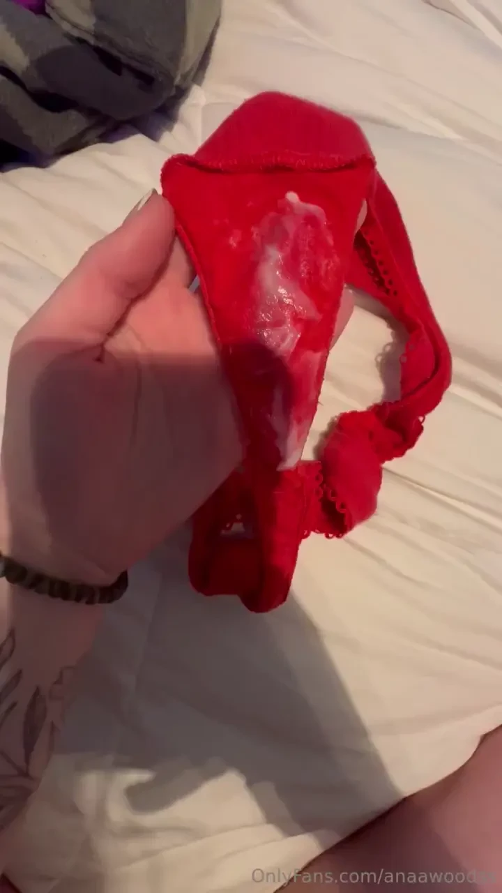 Just a peek of the cum in my panties before i send em off 
