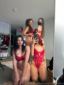 4 cheeky girls dressed in red we have been so naughty lately i can t part 4