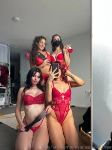 4 cheeky girls dressed in red we have been so naughty lately i can t part 3
