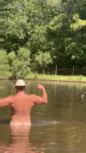 Nothing like a good dip in the pond after building some pens also i m