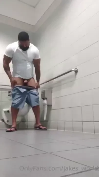 Dumping out cum public bathroom 