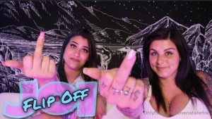 Flip off joi throbbing over the middle fingers of beautiful dominant