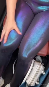 Spanking amp squeezing my hot juicy legs in tight ultrashiny leggings