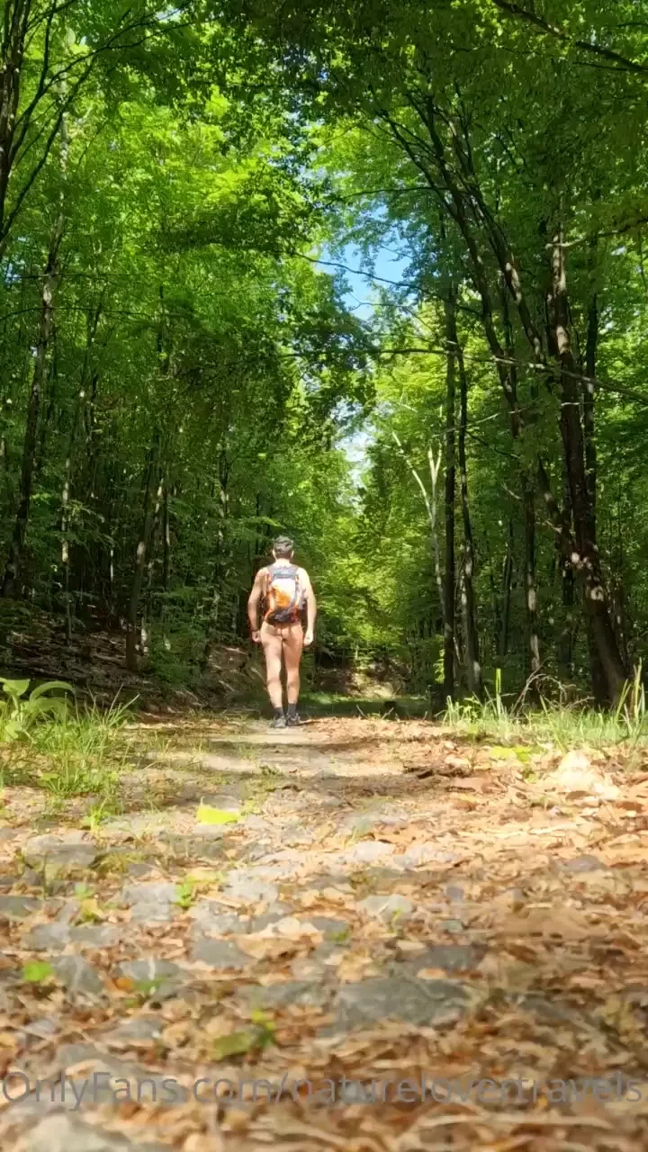 Hiking naked in nature 