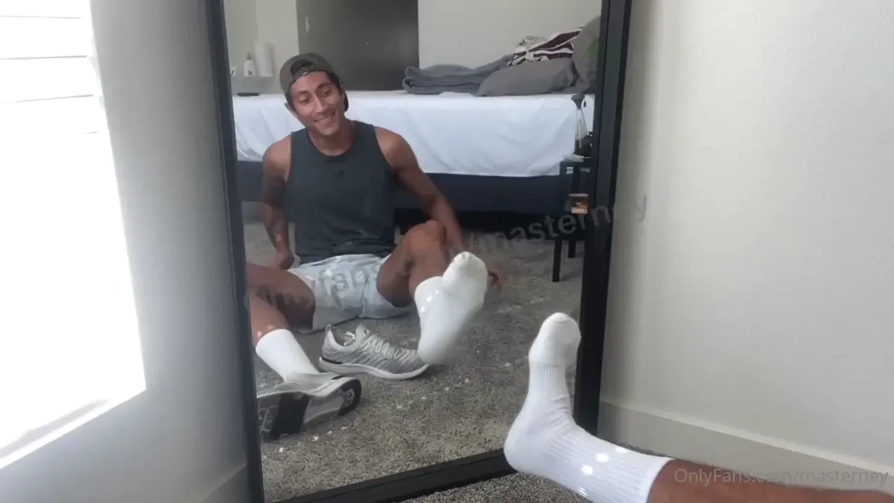 Little post workout sock strip down 