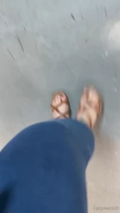 Office walking in sandals