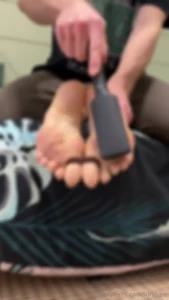 3 minutes of tickling with a stiff comb with tied feet and big toes