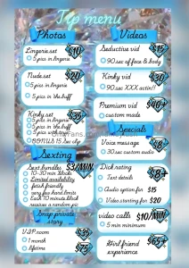 My menu treat yourself today you deserve it guaranteed to make you cum